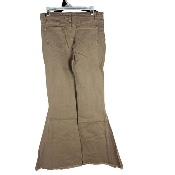 Blue B Collection Flared Khaki Jeans With Rhinestone Fringe Pockets Size L - Picture 2 of 7